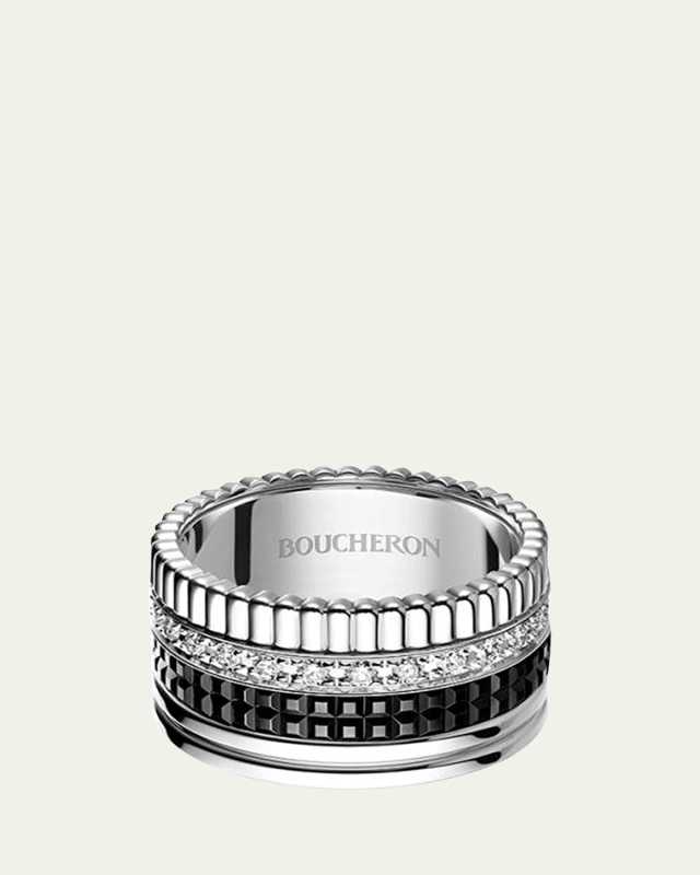 Quatre Black Edition Large Ring with White Gold, PVD and Diamonds